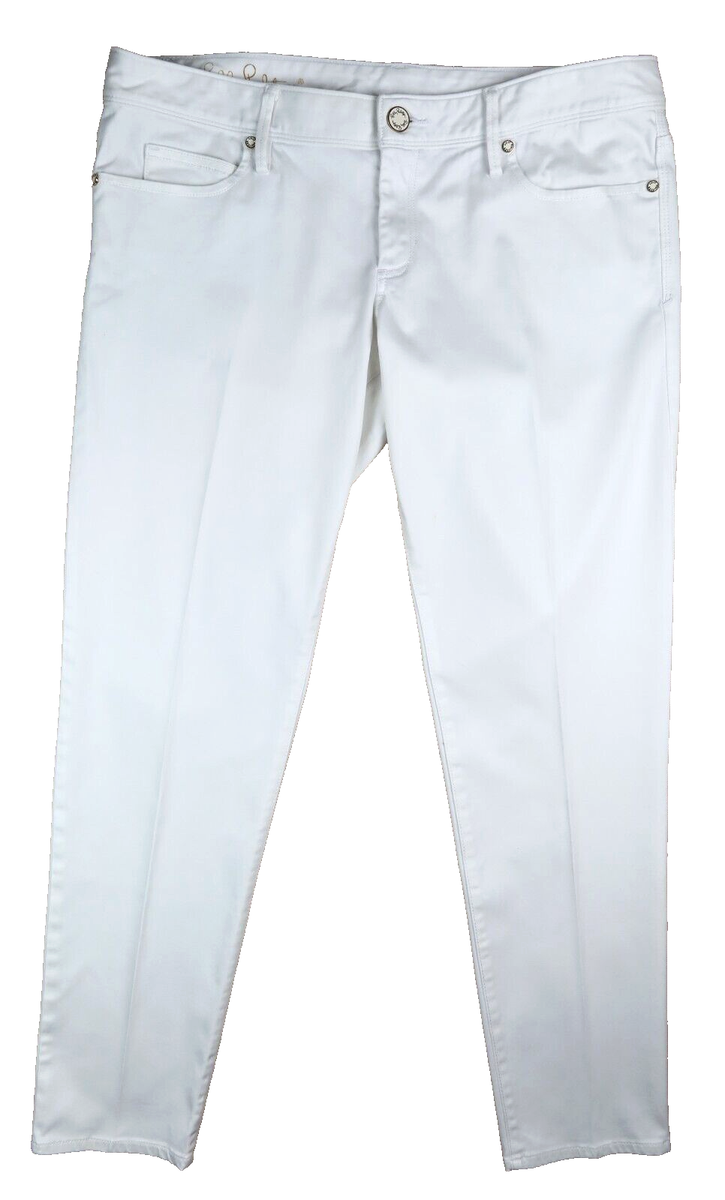 Lilly Pulitzer Worth Skinny Sateen Jeans Sz 12 Resort White #67093