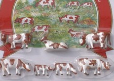 HO SCALE BROWN  WHITE COWS AND CALVES ASSORTED HAND PAINTED FIGURES 5742
