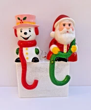 Santa Claus + Snowman Christmas Set 2 Shelf Sitters Sun Hill '82 Vintage Plastic