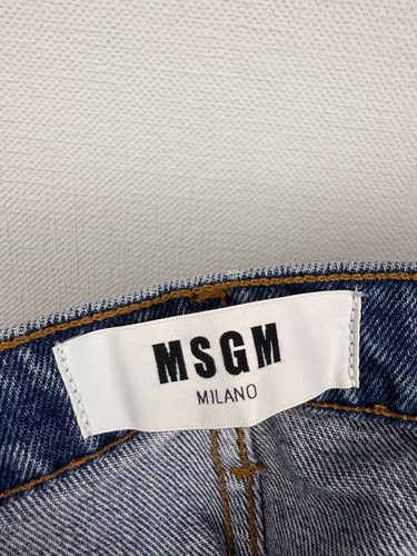 Pantalones de mezclilla MSGM Milano azules rectos elásticos con cremallera cómodos talla 50 - Imagen 20 de 22