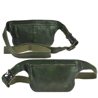 Bear Design Bauchtasche Gürteltasche Leder 24x15cm ''ELINA'' Damen Herren grün
