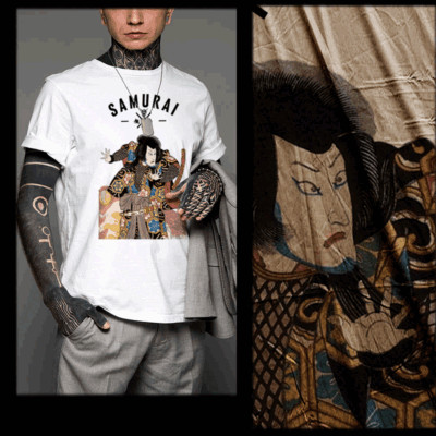 Samurai T-Shirt Bushido Code Japanese Warrior Sword stance Katana Kanji