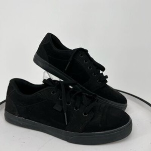 DC BLACK LEATHER SKATEBOARD SHOE SNEAKERS YOUTH ANVIL