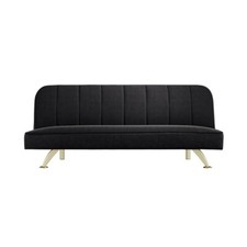 Burlington Velvet Sofa Bed Black - Modern Design with Brushed Gold Finish