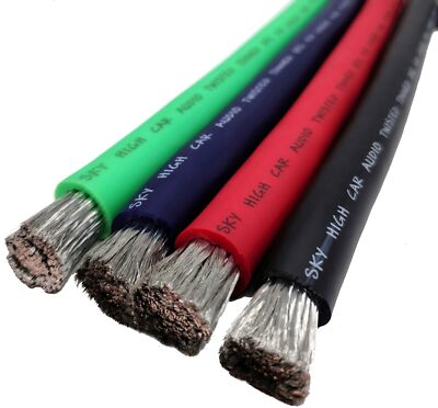 Sky High Car Audio Tinned OFC 4/0 XL Gauge - 25ft Coil ( LIME GREEN )