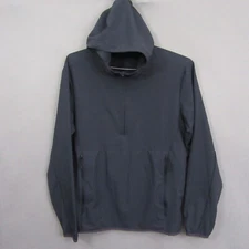Swiss Tech Mens Anorak Jacket S Gray Hooded Half Zip Pocket Stretch