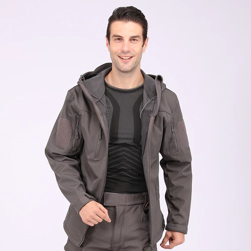 Giacca a vento tattica uomo soft shell giacca esercito jacket cappuccio tempo libero ~ - Foto 62 di 65