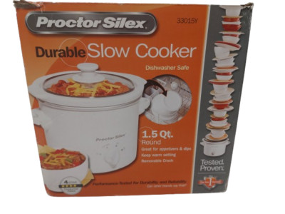 Proctor Silex 1.5 Qt Round Durable Slow Cooker White 33015Y 2016 Hamilton New