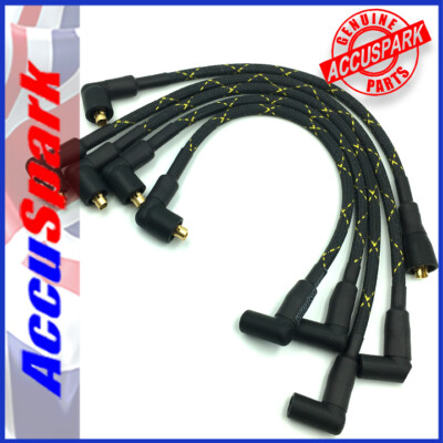 MGB HT leads 1800cc Braided Cloth Classic Black / Yellow  8mm HT Leads