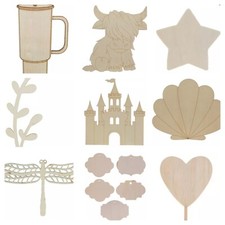 Wood Shapes Unpainted Various Styles New Sm