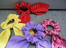 Handmade Fabric Hair Scrunchies with Bow
