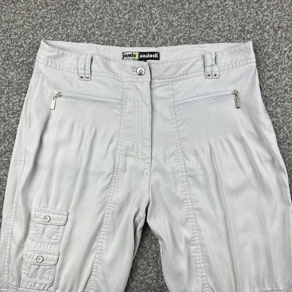 Jamie Sadock Capris Mujer 10 Beige Caqui Pantalones Bermudas Golf Cremalleras Elastizadas Foto 2 de 4