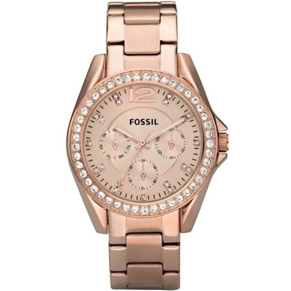 FOSSIL ES2811 RILEY UHR DAMENUHR EDELSTAHL DATUM 691464629922|