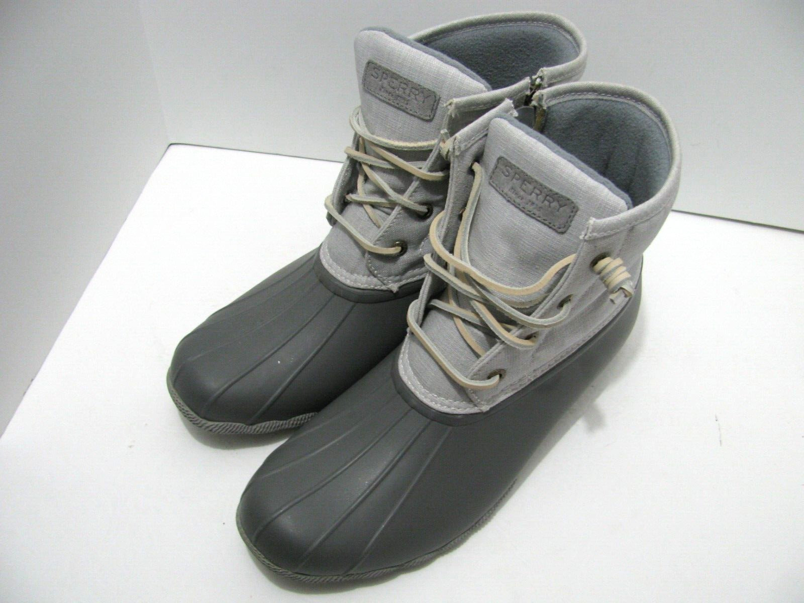 Sperry Rain Boots Womens 12 Lace Up Waterproof Canvas Rubber Duck Bill Boots NEW