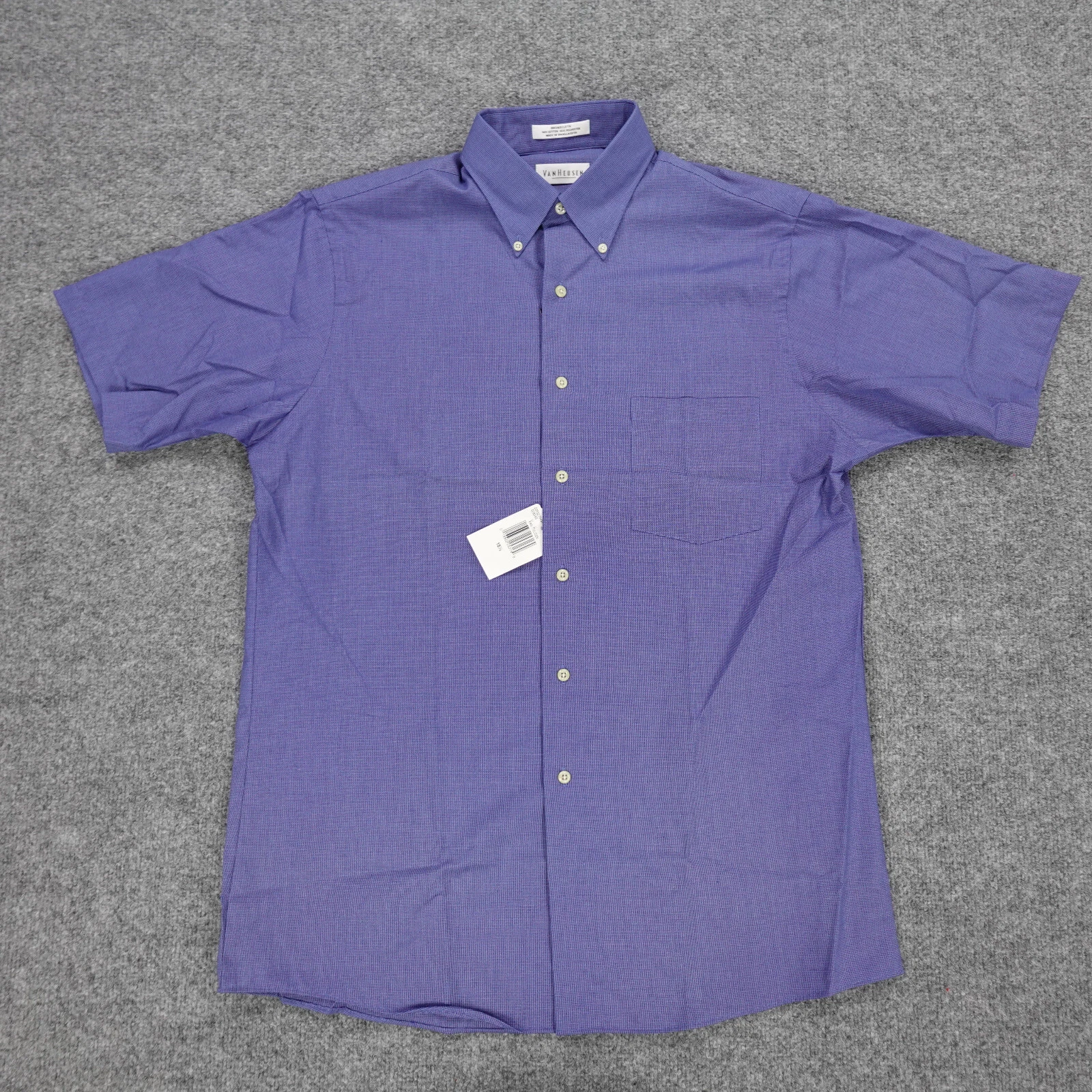 VANS Camicia Van Heu uomo M 15 5 bottoni Oxford manica corta blu tessuto largo