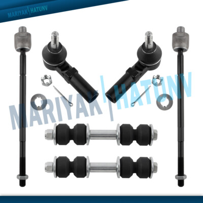 6PCS Inner & Outer Tie Rod + Sway Bars Kit For Cadillac Buick Pontiac Oldsmobile