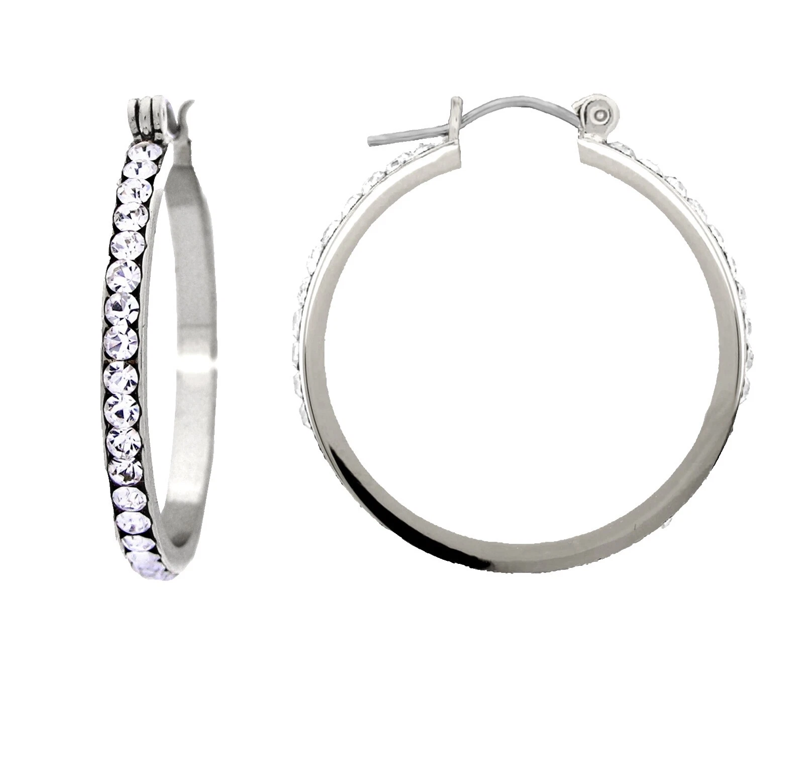 Crystal Surgical Steel Hoop Fashion Earrings