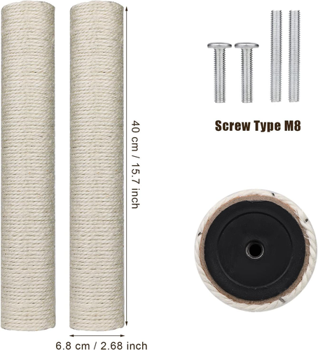 2Pcs Cat Scratching Post Replacement, 15.7 Inch Cat Tree Scratch Post with 4 ... - Picture 2 of 6