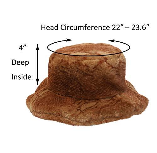 Snakeskin Print Faux Fur Bucket Hat Women main image 3