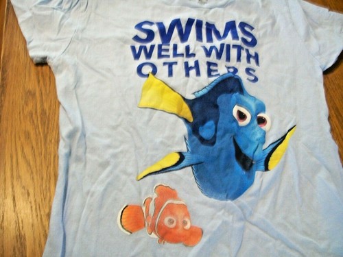 Disney Pixar Finding Dory Girls Size XLarge Baby Blue Short Sleeve Shirt NWOT - Picture 2 of 5