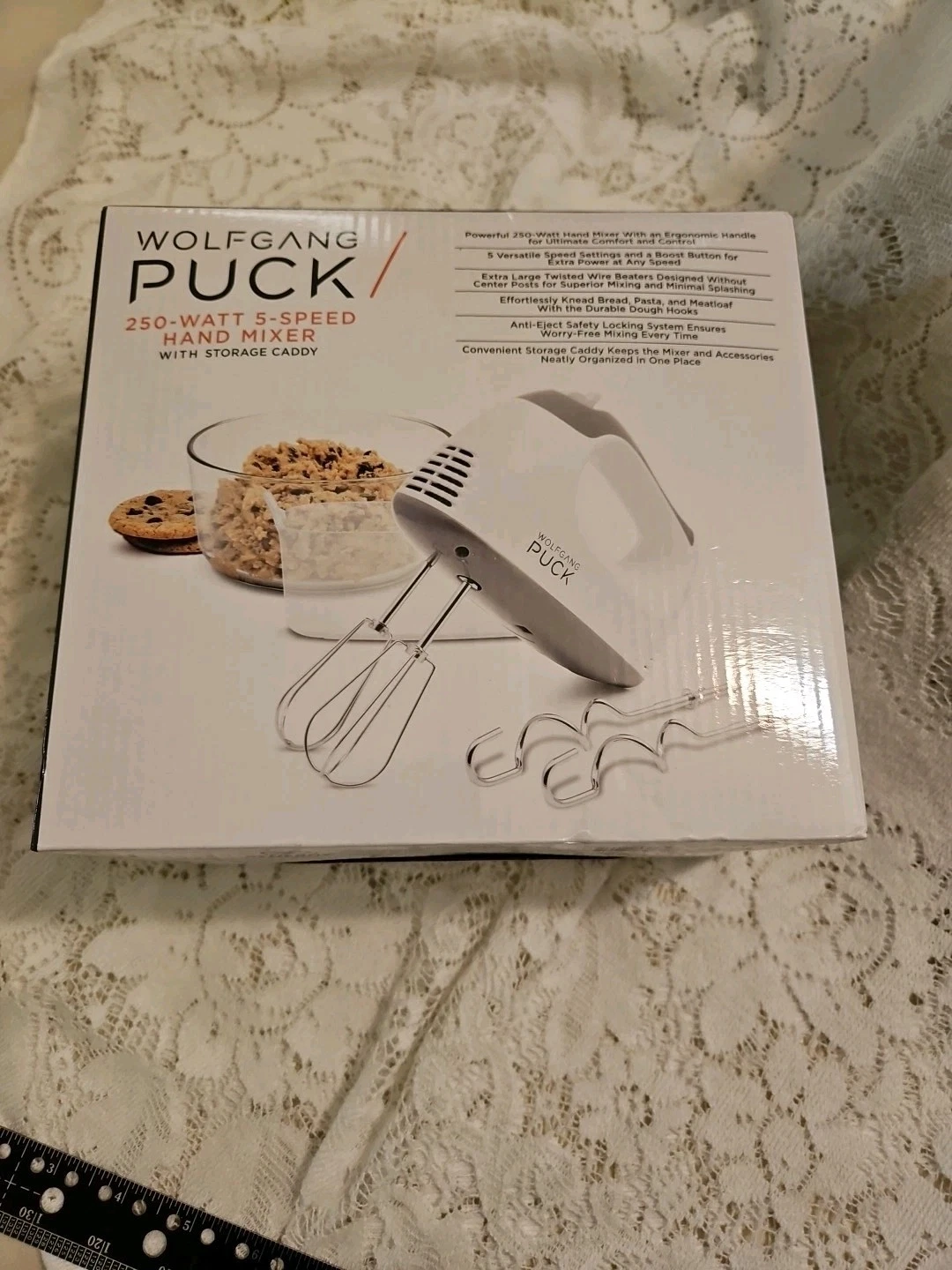Wolfgang Puck Hand Mixer 5 Speed Dough Hooks & Beaters 250 Watt White Excellent
Opens in a new windo