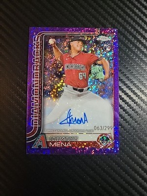 ロッテスターアベニュー　トレカ　ヘチャン 2025 Topps Chrome Purple Speckle Auto #RA-CME Cristian Mena RC 63