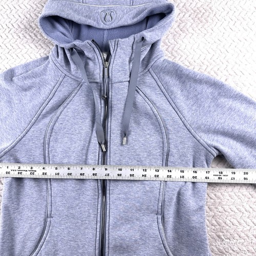 Mint🌟Lululemon Scuba Full-Zip Hoodie Size 8 Heathered Iced Iris Grey Velour - Picture 16 of 17