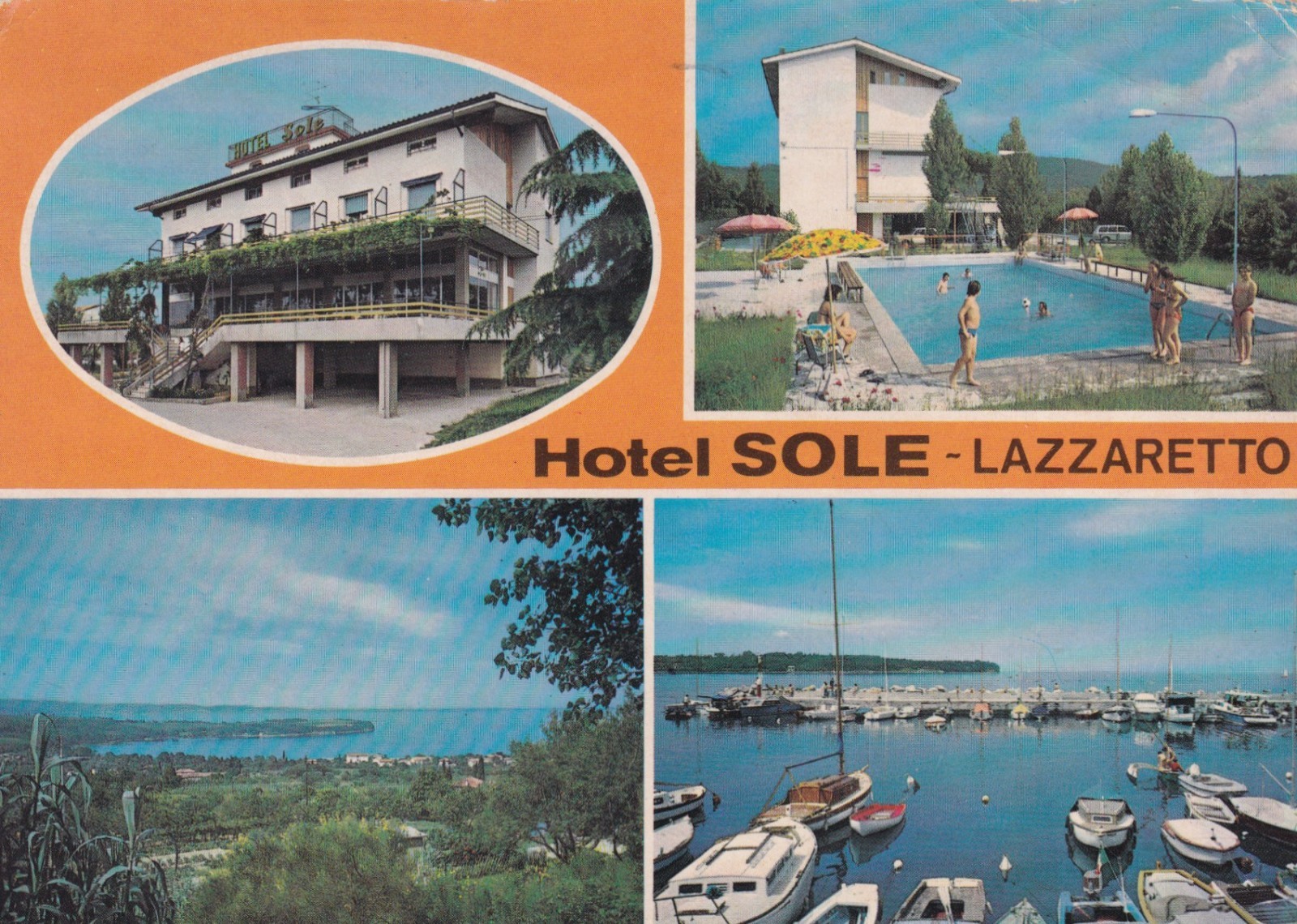 CARTOLINA DI TRIESTE ,MUGGIA - LAZZARETTO - HOTEL SOLE viaggiata 1978