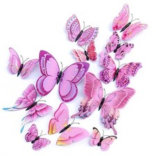 OPSEAM Butterfly Wall Decor/48 PCS, 3D Butterflies Stickers for Party 24 Pink