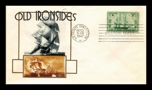 US COVER OLD IRONSIDES FRIGATE CONSTITUTION FDC SCOTT 951 PASTED ON CACHET