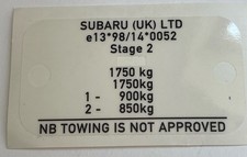 Subaru Impreza STi WRX Prodrive P1 Load Plate Label + P1 Build number hole