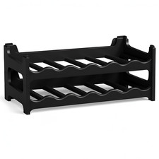 Flaschenregal stapelbar Weinregal Schwarz erweiterbar Getränkeregal Wein Regal