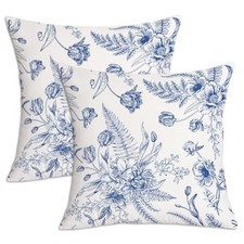 Blue Pillow Covers 20X20 Set of 2, Spring 20" x 20" Pack of 2 Vintage Flowers