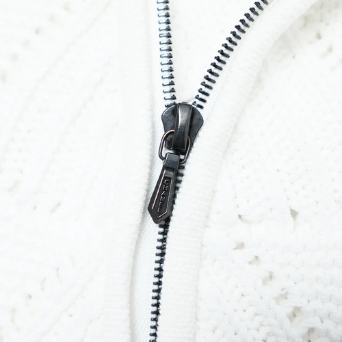 CHANEL Cardigan Size 36 04S Zip-Up Knit Jacket Cc/Coco Mark Button Openwork - Picture 7 of 10