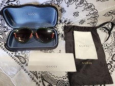GUCCI GG0062S 003 Aviator Green/Red Unisex Sunglasses with Light Grey Lens 57mm