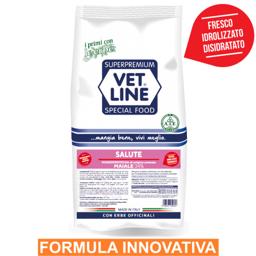 Cibo Monoproteico Vet Line Maiale 12,5kg | Dieta Ipoallergenica Cani