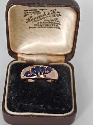 Vintage 1990-s 14 Ct Rolled Gold Sapphire Ring Size UK P US 7 1/2 - Hallmarked!