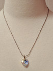 14KGP 20 inch delicate chain necklace sparkling heart pendant & earrings rhinest — photo 8