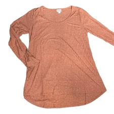 LuLaRoe Lynnae Top - Large - Deep Dusty Coral - Rib Knit