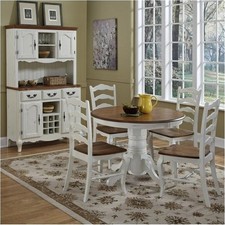 Bowery Hill 5 Piece Round Dining Set in Oak and Rubbed White