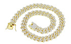 Gold Toned rhinestone Cuban Link necklace 14mm Coarse Encryption Full Diameter — photo 1