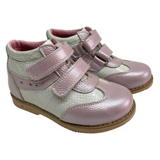 Girls Orthopedic Leather Boots Pink Silver Arch Support US 11 / EU 28 18.5cm