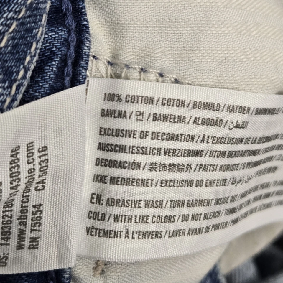 Mono de mujer Abercrombie & Fitch XS azul vaquero corto desgastado crudo Foto 3 de 4