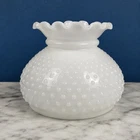 Vintage Milk Glass Hobnail Lamp Shade Ruffled Edge 6” Tall 7” Fitter
