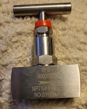 RFS 316 SS Straight Needle Valve, 1/4" NPT 6000PSI