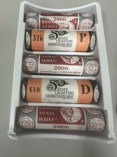 2005 Kansas P & D Quarters (2 Rolls) 2006 Nickels (3 Rolls: 2P 1D) Free Shipping