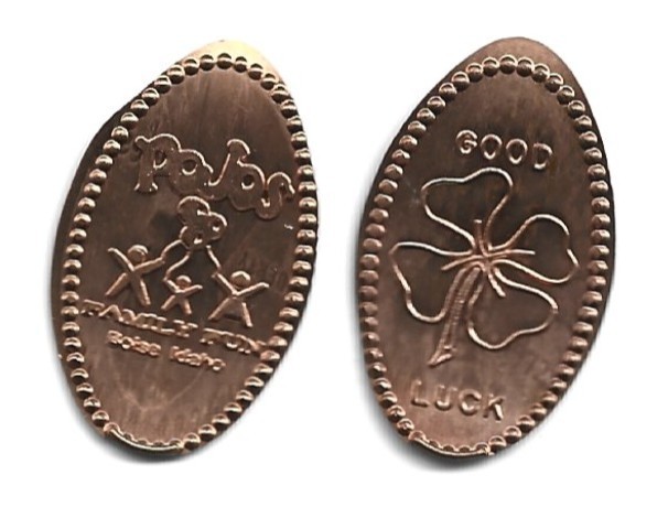 2 Copper elongated pennies (cents) POJO'S FAMILY FUN CENTER Boise ID