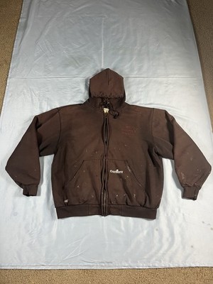 Vintage Carhartt Thermal Lined Full Zip Hoodie Jacket Large Brown