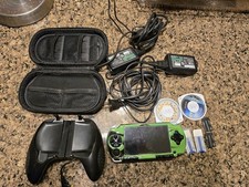 Sony PSP-1001 Green Wi-Fi Handheld Console Bundle Battery Charger Case Games
