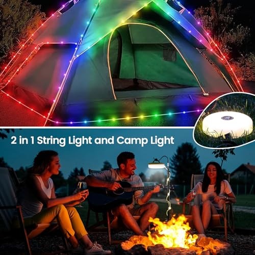 Camping String Lights, 2 in 1 String Lights with 8 Adjustable Modes, LED - Picture 3 of 7